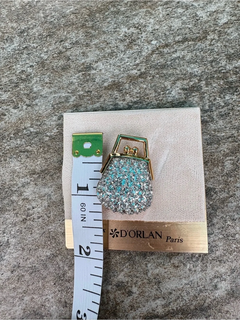 D’orlan Paris Gold-Tone Crystal Pavé Purse Brooch in Silver